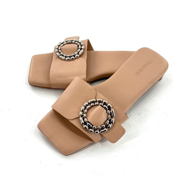 Open Edit Lely Sandals 5 NWOT Tan Slides Jewel Bridal Wedding Shower Grad - Picture 3 of 6